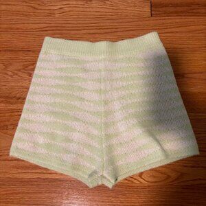 Princess Polly green and white sweater shorts
